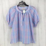 M s/s checked tie neck