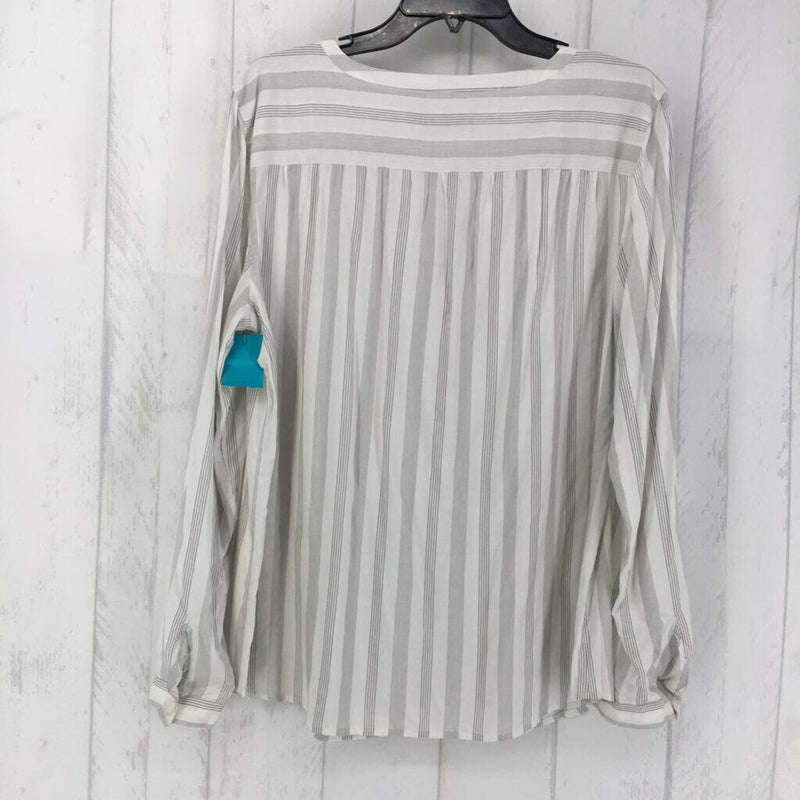 L l/s striped 3/4 button