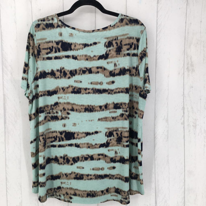 2X s/s tie dye stripe caged