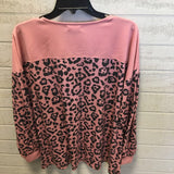 L l/s leopard lace up neck