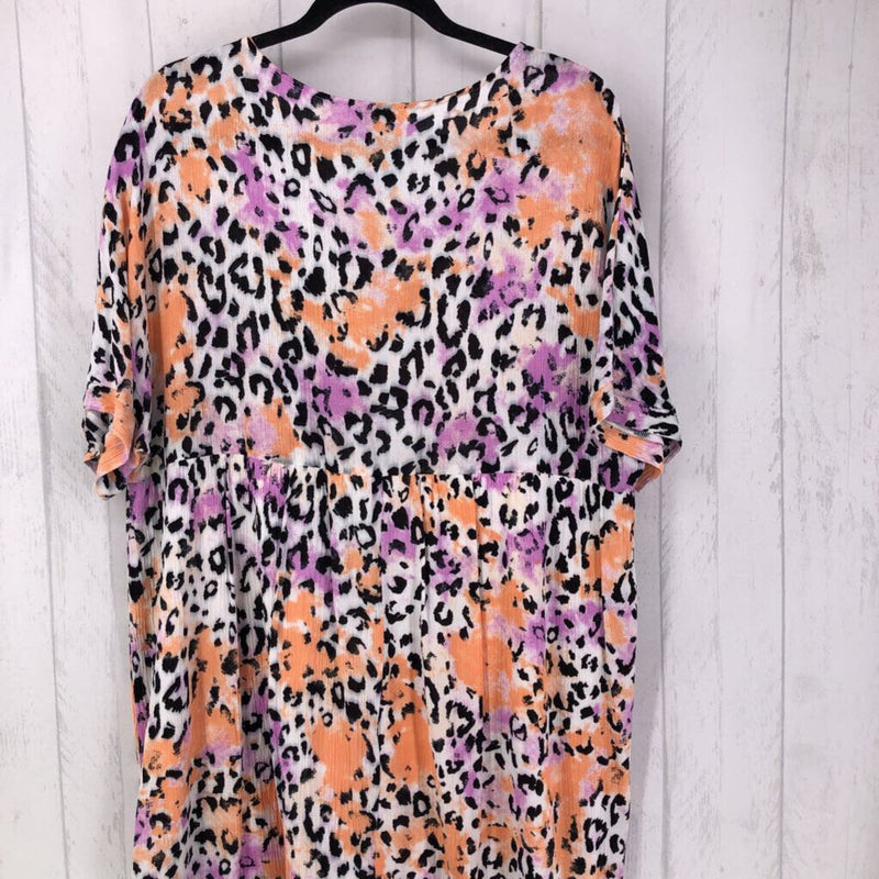 1X s/s animal print v neck