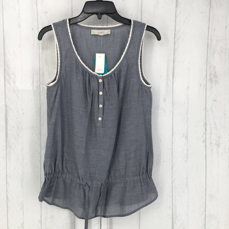 R40 S slvls lace trim button tank