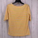 L s/s striped boat neck