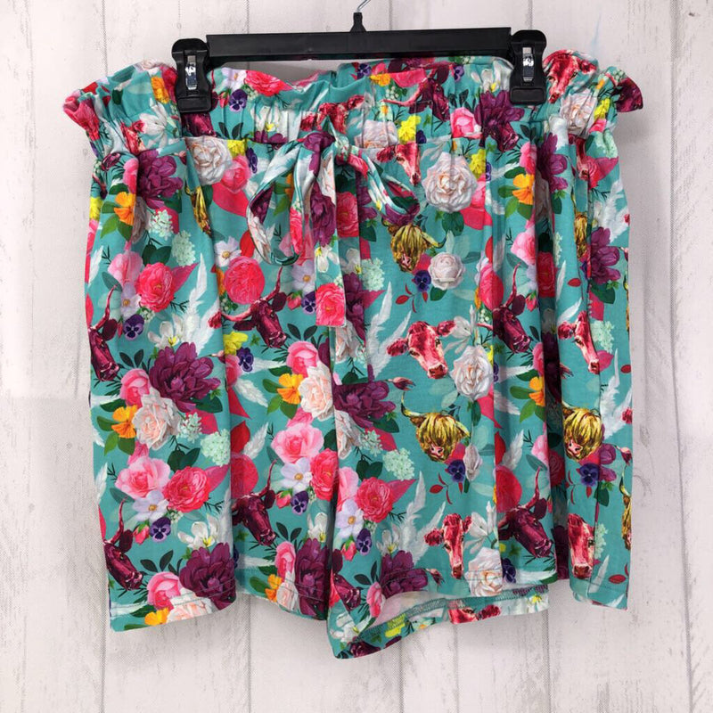 3XL floral tie waist short