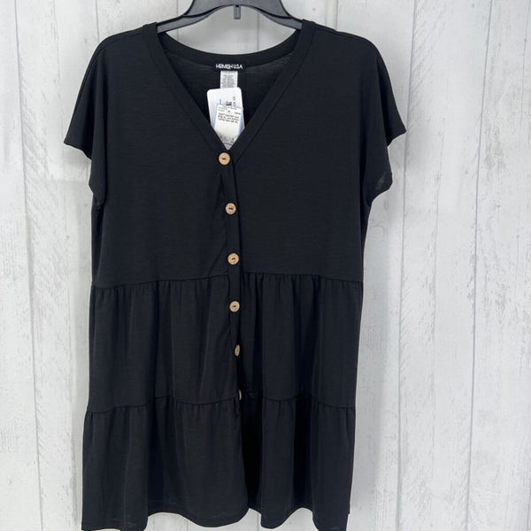 R38 XL s/s button ruffle hem