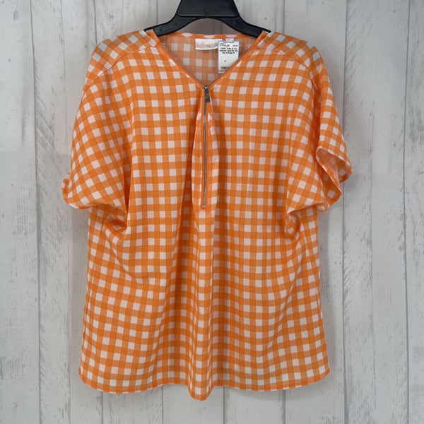 M s/s checker quarter zip top