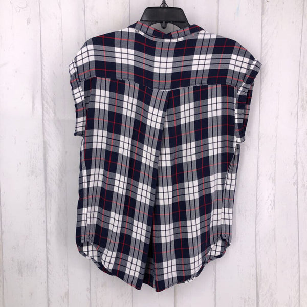 L cap slv PLaid Button down