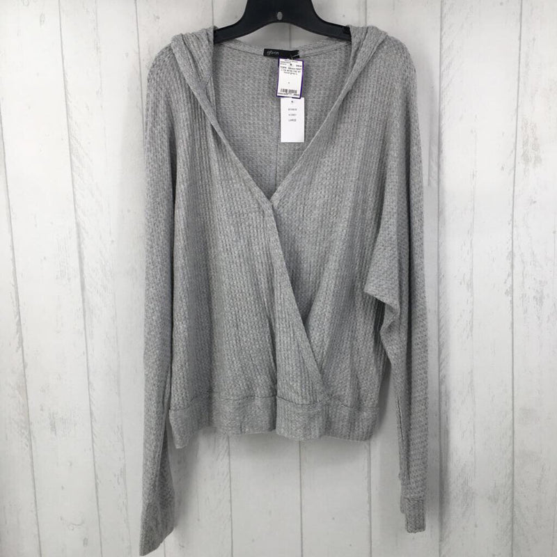 NWT L l/s wrap top w/ hood