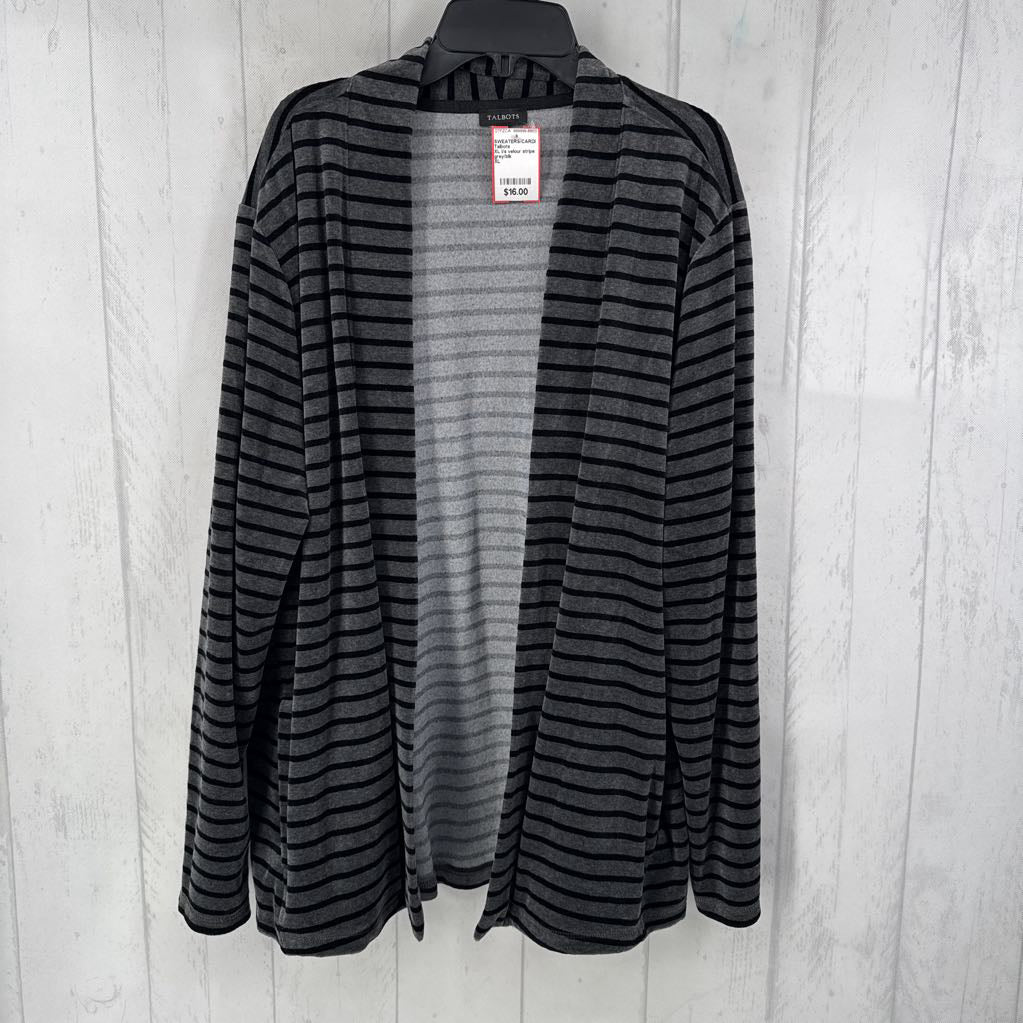 XL l/s velour stripe open cardigan