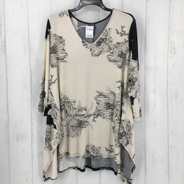 L l/s Floral high low tunic