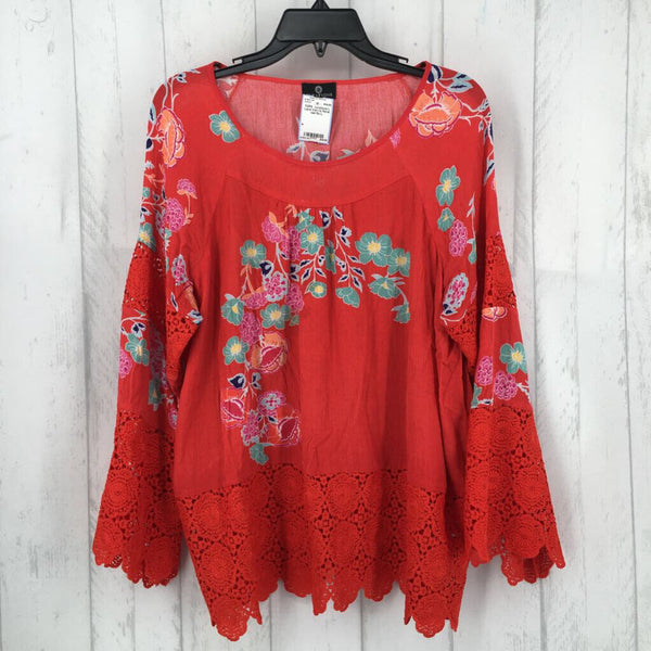 L Lace trim l/s floral