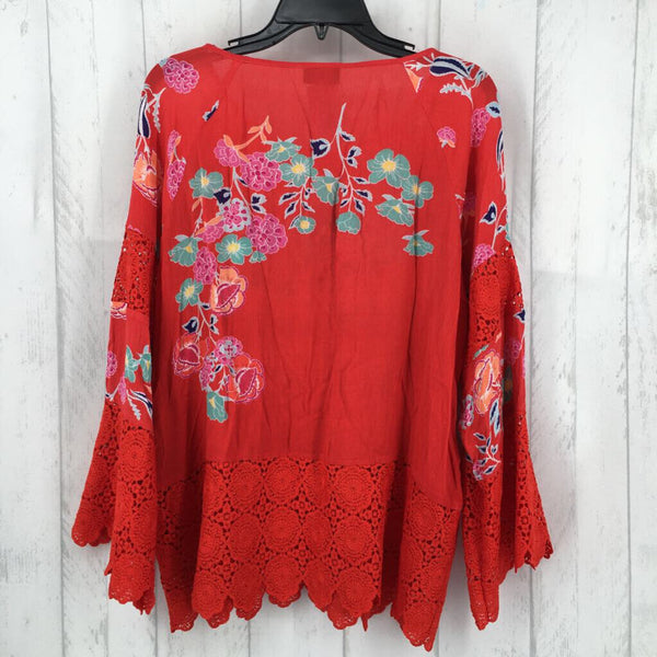 L Lace trim l/s floral