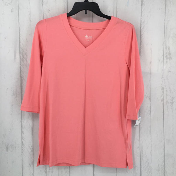 S 3/4 slv v-neck top