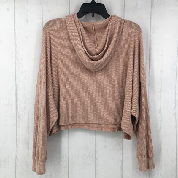 M l/s ribbed crop top w/ hood