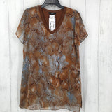 NWT L S/S V Neck Pattern Tee