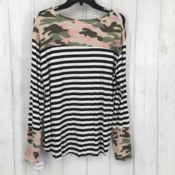 R35 M l/s striped/camo top