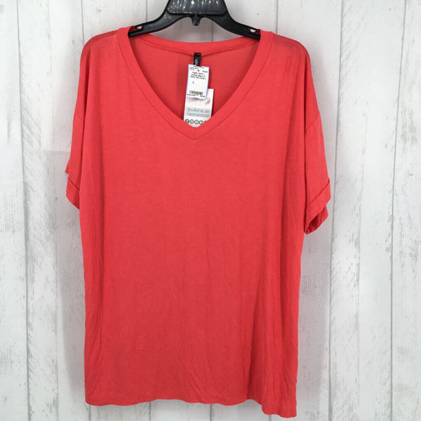 NWT L cuffed sleeve V neck Tee