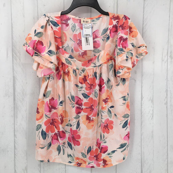 NWT M ruffled sleeve floral top