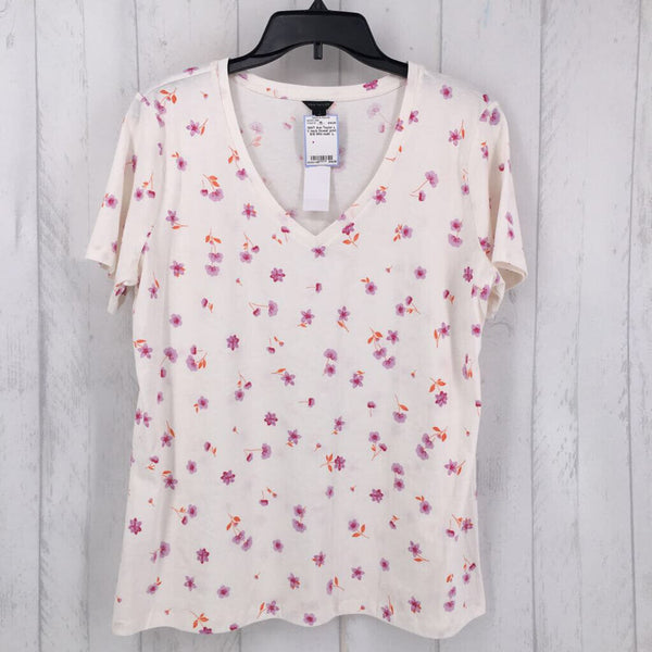 L V neck flower print S/S