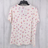 L V neck flower print S/S