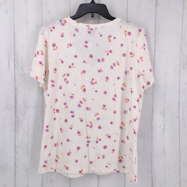 L V neck flower print S/S