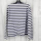 XL l/s striped boat neck