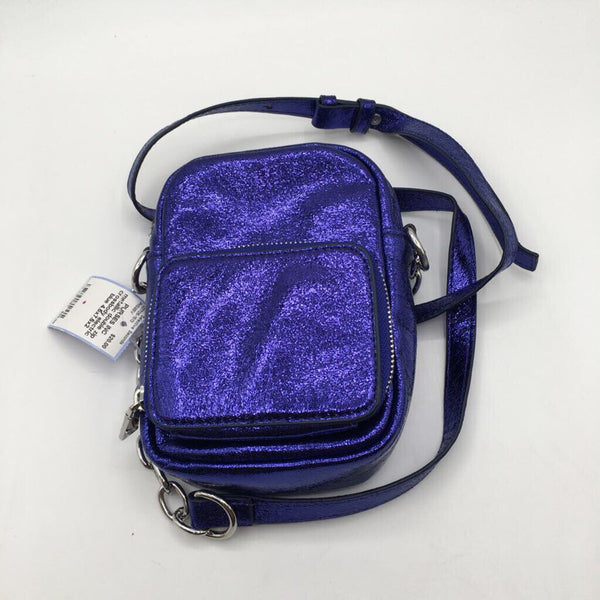 metallic double zip crossbody