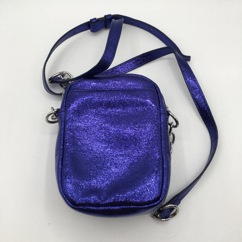 metallic double zip crossbody