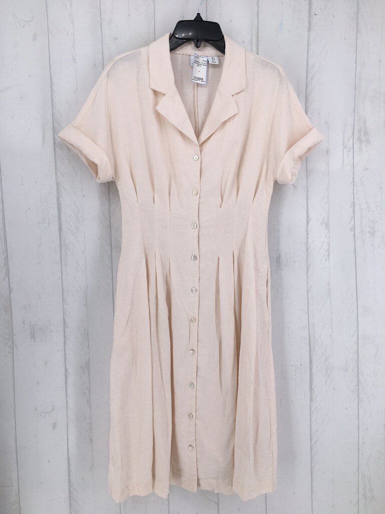 4 s/s button pleated dress