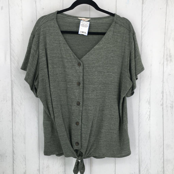 XXL s/s button knotted top