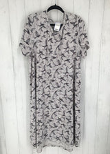 3x s/s bird print dress