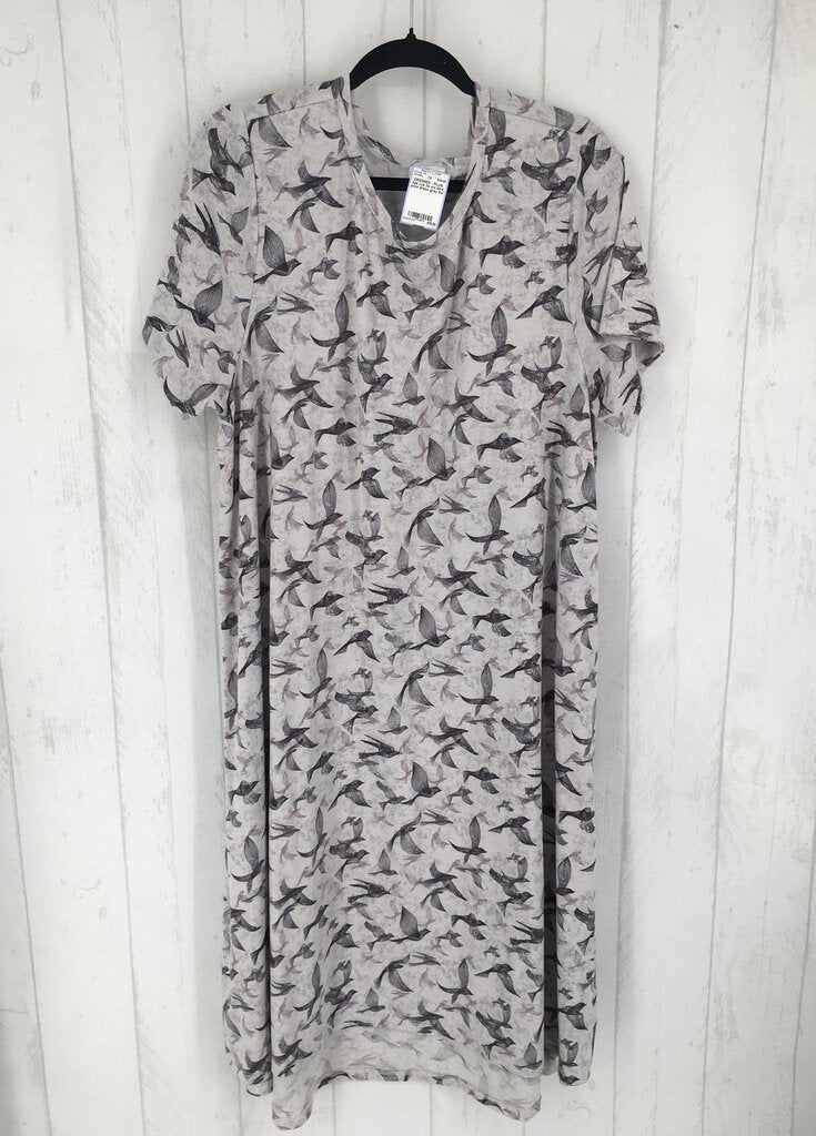 3x s/s bird print dress