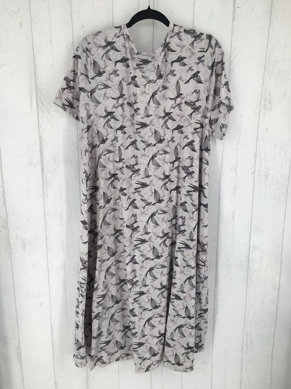 3x s/s bird print dress