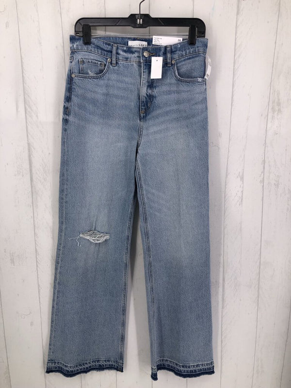 NWT 26 distressed wide leg jeans