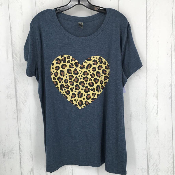 XL s/s leopard print heart tee