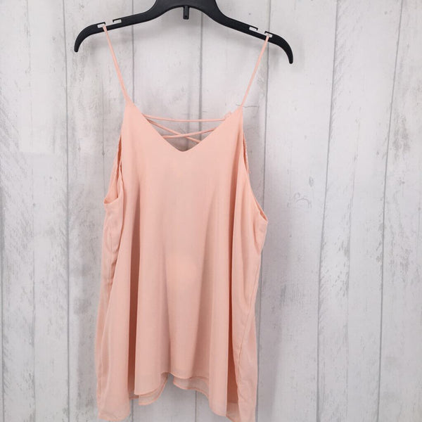 NWT L lace up neck sheer overlay tank