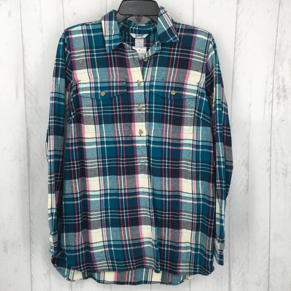 S Plaid 1/s buttton down tunic