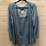 2X Denim tassel tie top