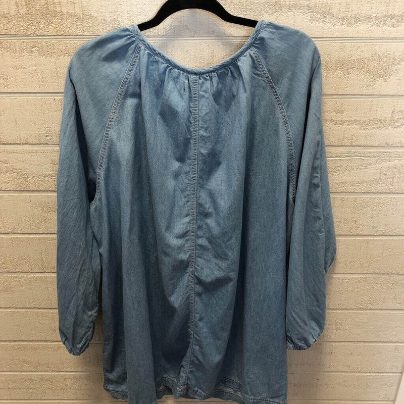 2X Denim tassel tie top