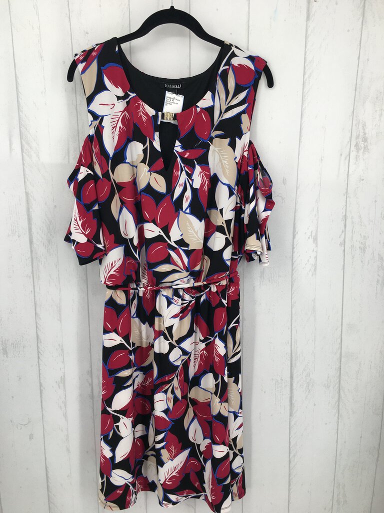 3X Flo print off shoulder tie waist