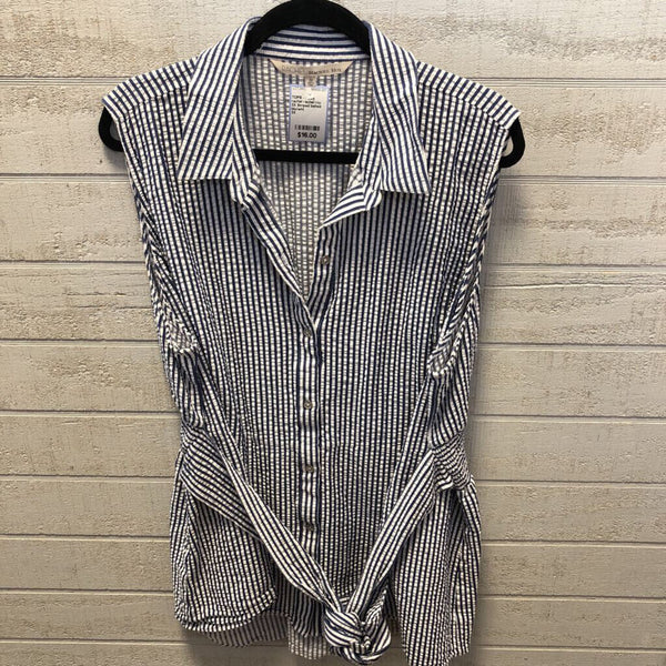 3X Striped belted button down slvls