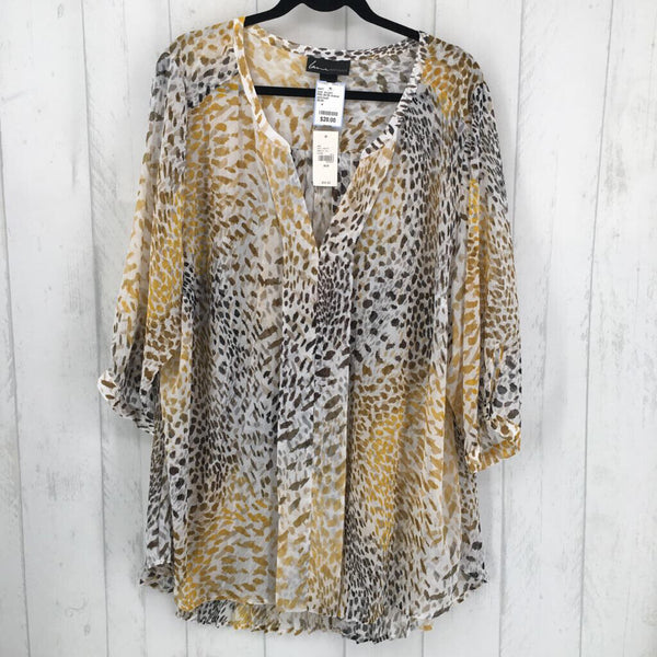 R60 26/28 Animal print pleated top w/elbow sleeve