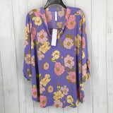 NWT XL 3/4slv flower print top