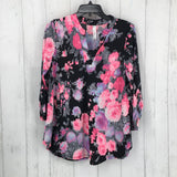 NWT S 3/4 slv flower print top