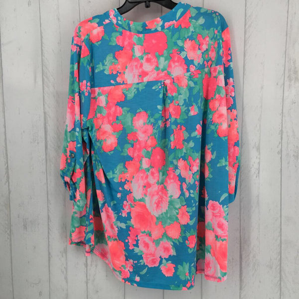 NWT XL 3/4 slv flower print top