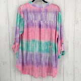 NWT 2x 3/4 slv tie-dye v-neck top