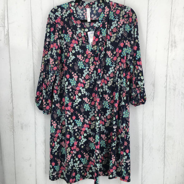 NWT 2x elbow slv v-neck flower print dress