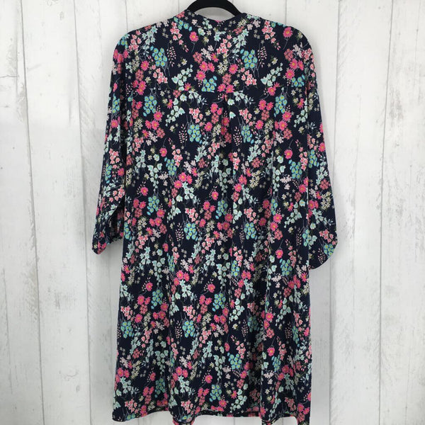 NWT 2x elbow slv v-neck flower print dress