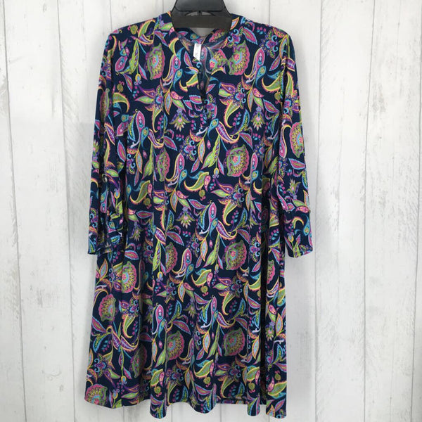 NWT XL elvow slv paisley/floral print dress