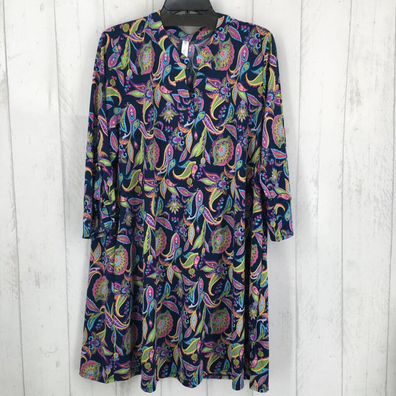 NWT XL elvow slv paisley/floral print dress